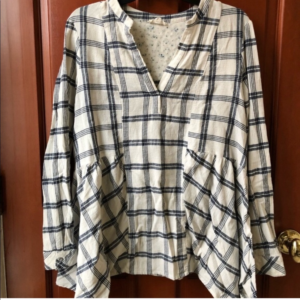 ODDY | Plaid Floral Tunic Top Long Sleeve